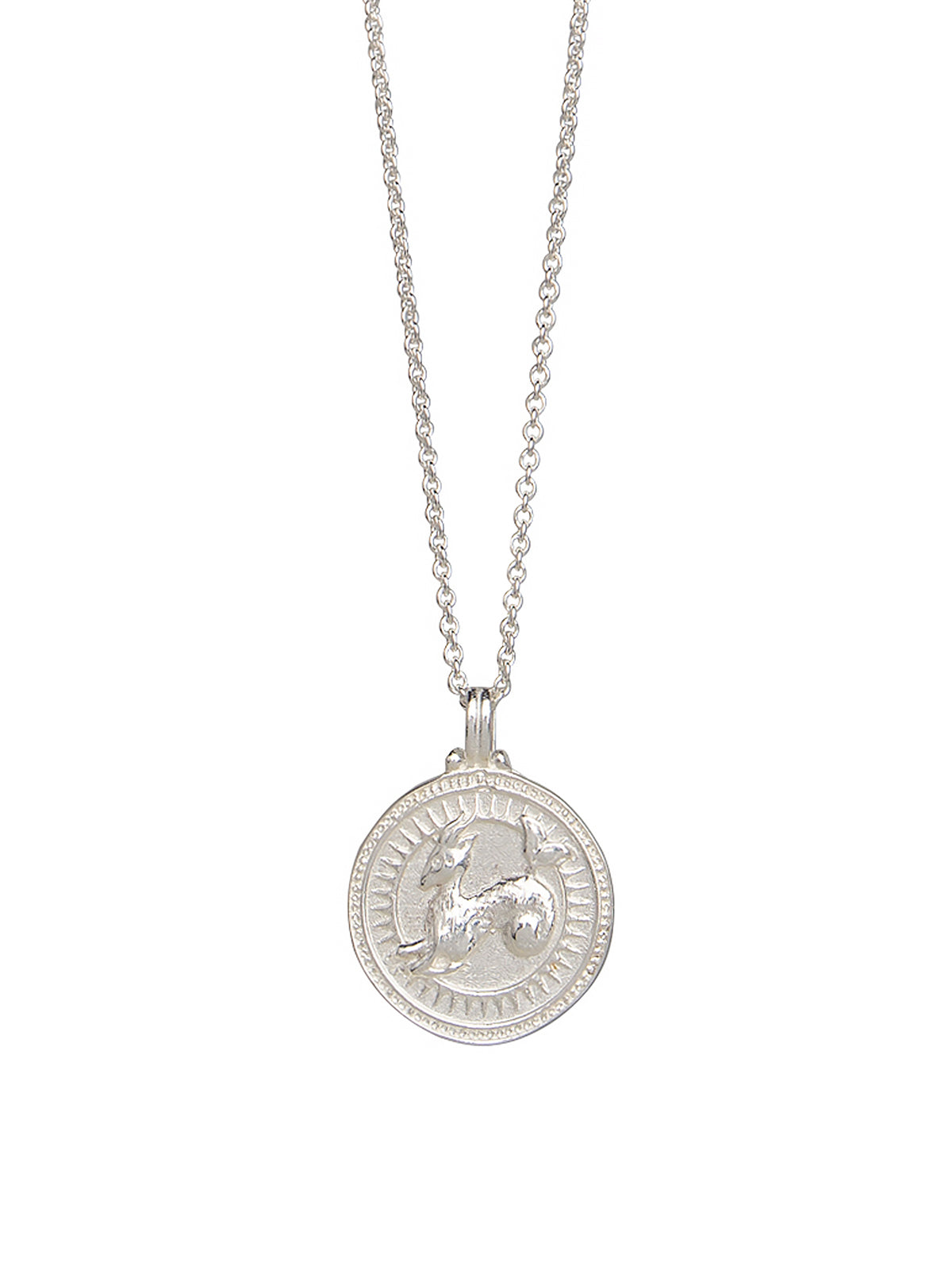 Capricorn Zodiac Horoscope Necklace. Gender Neutral. Sterling Silver