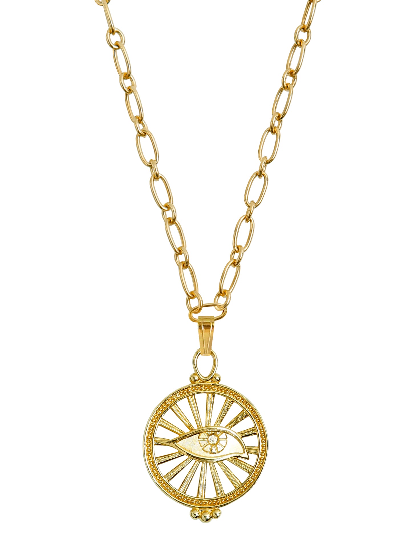 Eye Talisman Necklace, Gold plated Silver, Gender Neutral