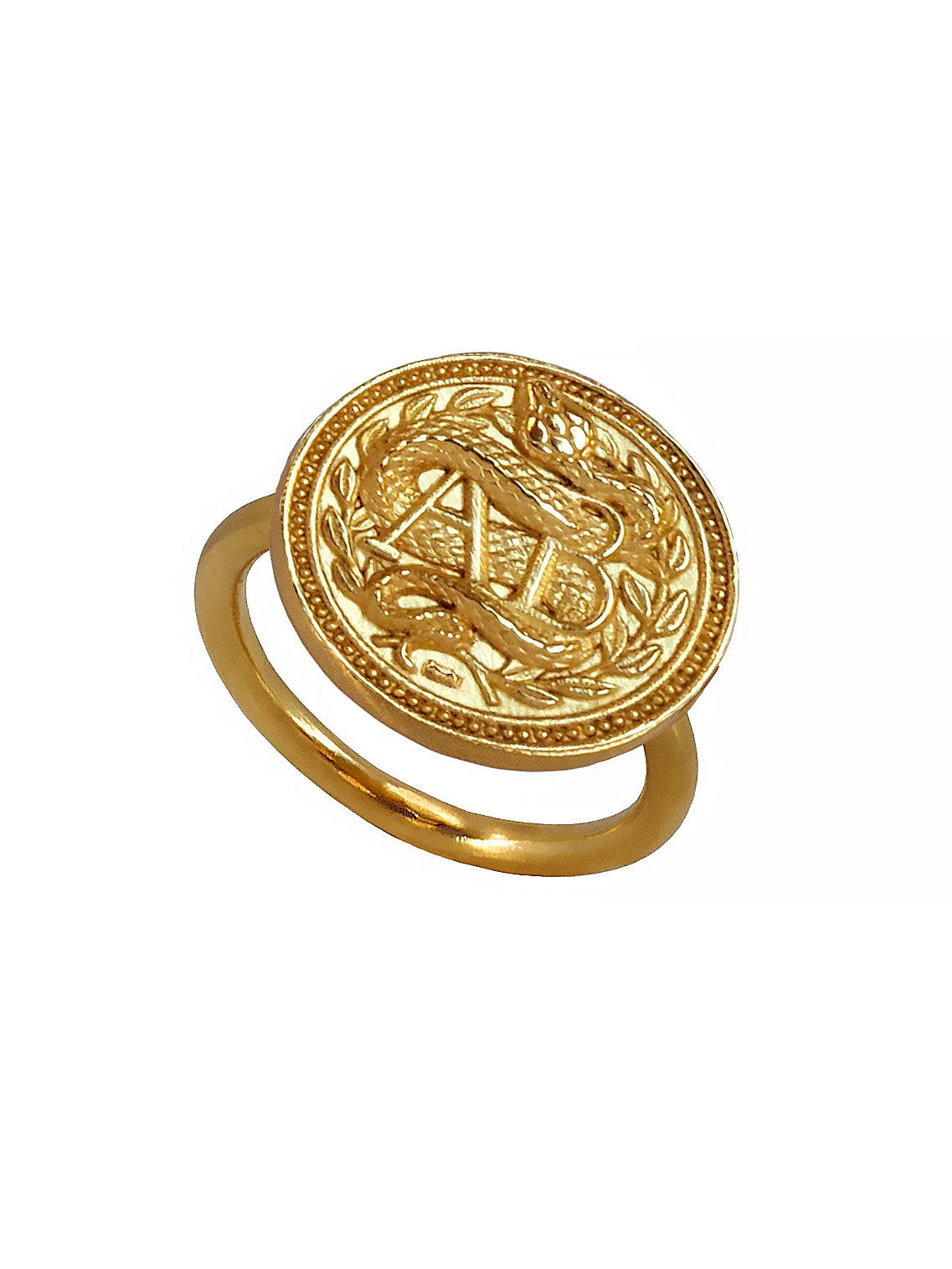 Blood type AB Negative Ring. 23ct Gold plated Sterling Silver.Grupo sanguineo Anillo, Dorado