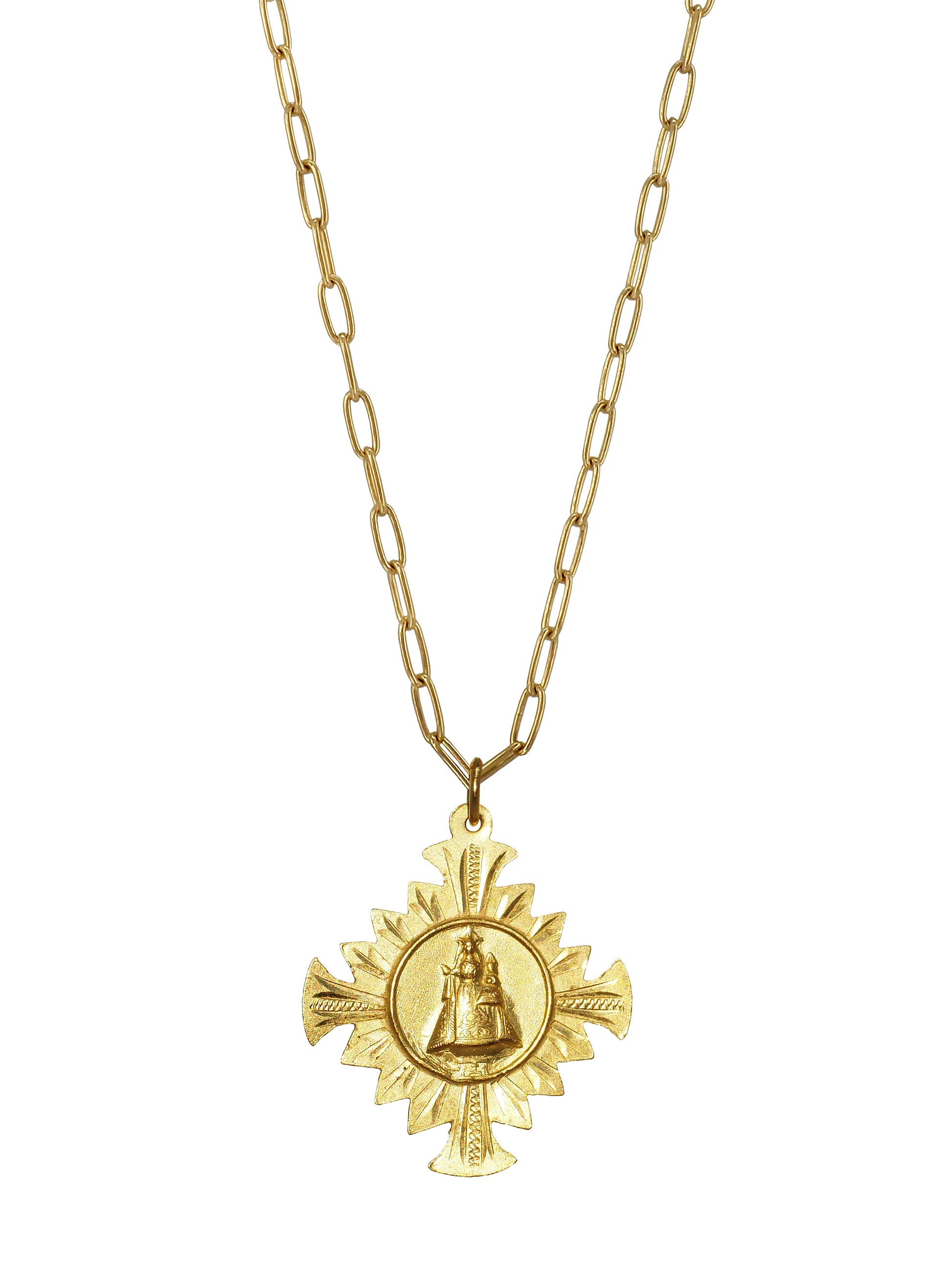 Our Lady of Fontsanta Necklace, Gold plated Sterling Silver, gender neutral