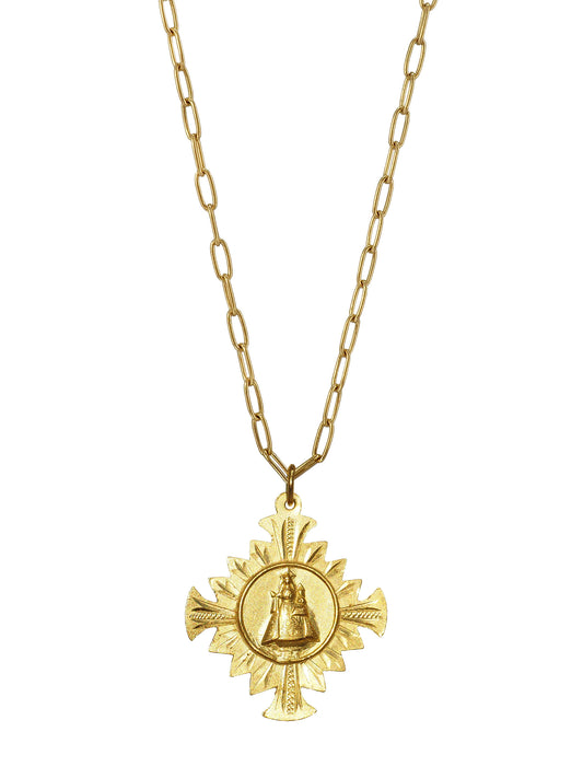 Our Lady of Fontsanta Necklace, Gold plated Sterling Silver, gender neutral