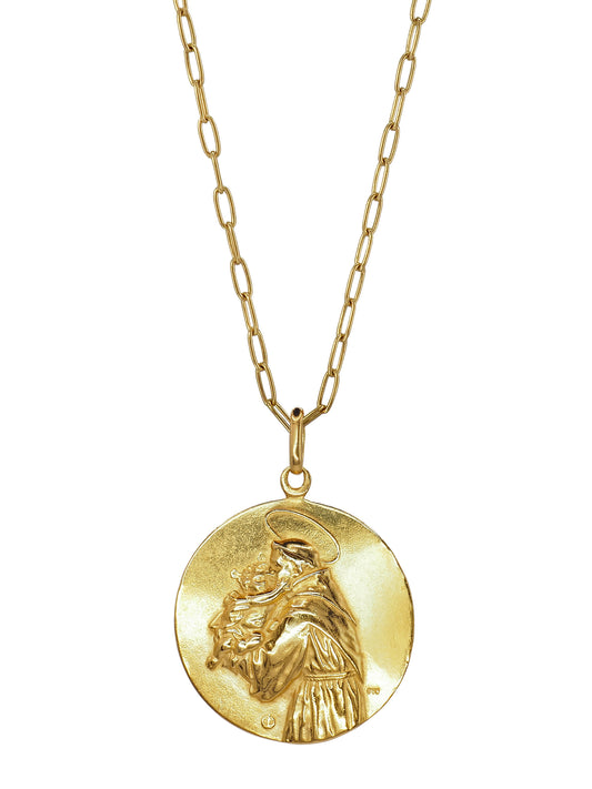 St Anthony Necklace. Gold plated Sterling Silver. Gold Vermeil. Gender Neutral. One of a Kind