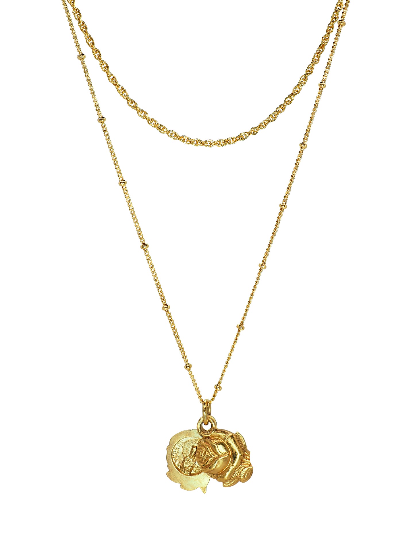 Rose Reliquary Necklace. Gold plated brass. One of a Kind.