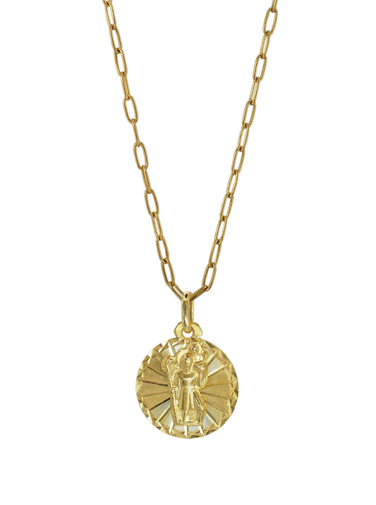 St Christopher Necklace. Gold Plated Silver. One of a Kind. Gender Neutral.