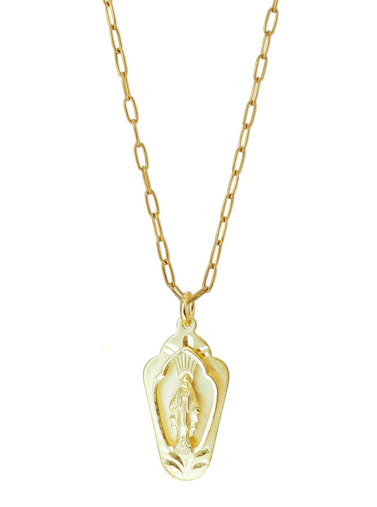 Vintage Milagrosa Necklace, Gold plated Sterling Silver, gender neutral, Handmade in Mallorca