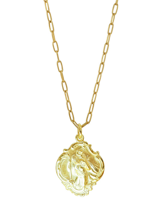 Vintage St Christopher Necklace.  New York City. Gold plated Sterling Silver. Gender Neutral. Handmade in Mallorca.