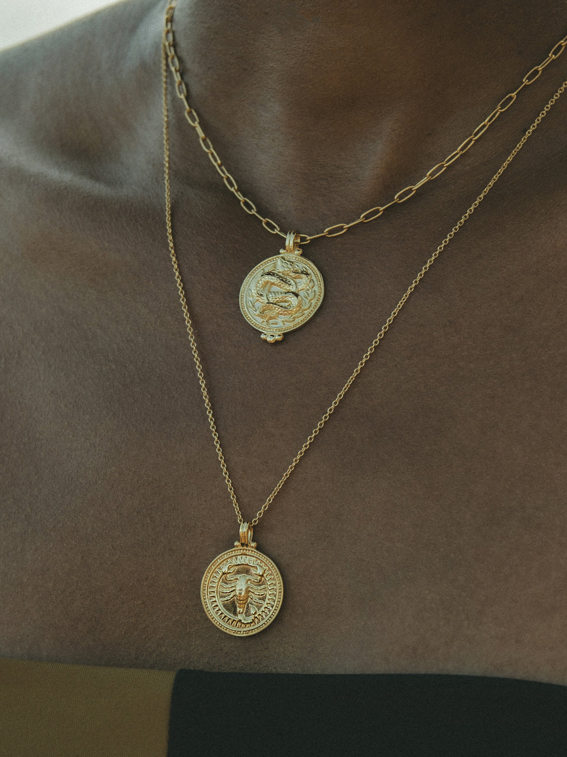 Scorpio Zodiac Horoscope Necklace. Gender Neutral. Gold Vermeil