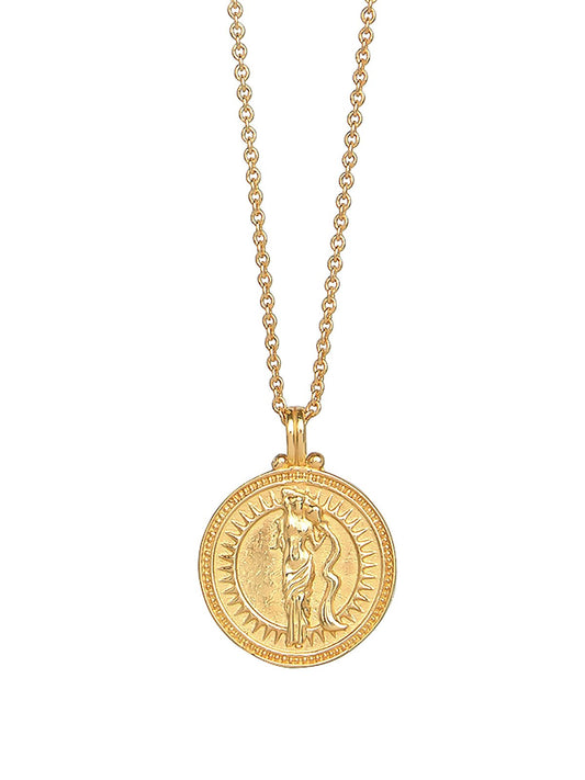 Aquarius Zodiac Horoscope Necklace. Gender Neutral. Gold Vermeil