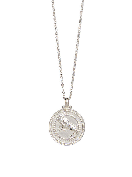Aries Zodiac Horoscope Necklace. Gender Neutral. Sterling Silver