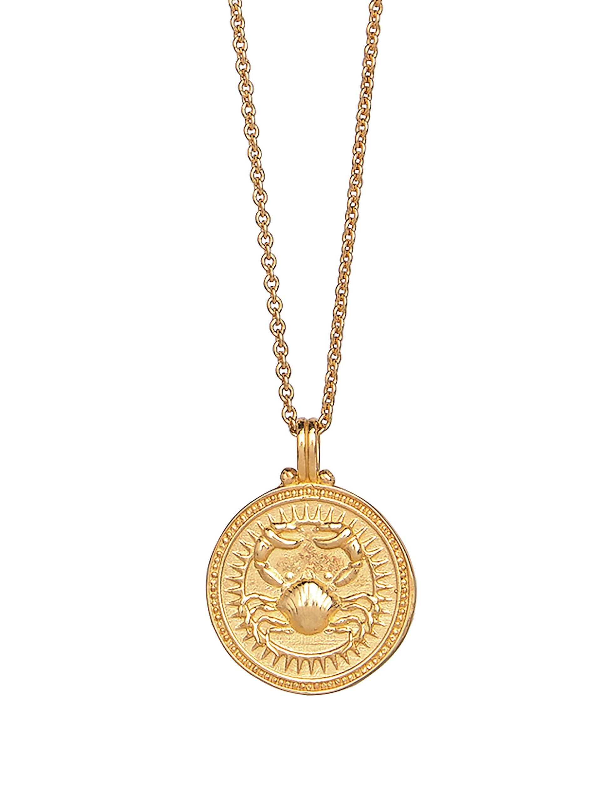 Cancer Zodiac Horoscope Necklace. Gender Neutral. Gold Vermeil