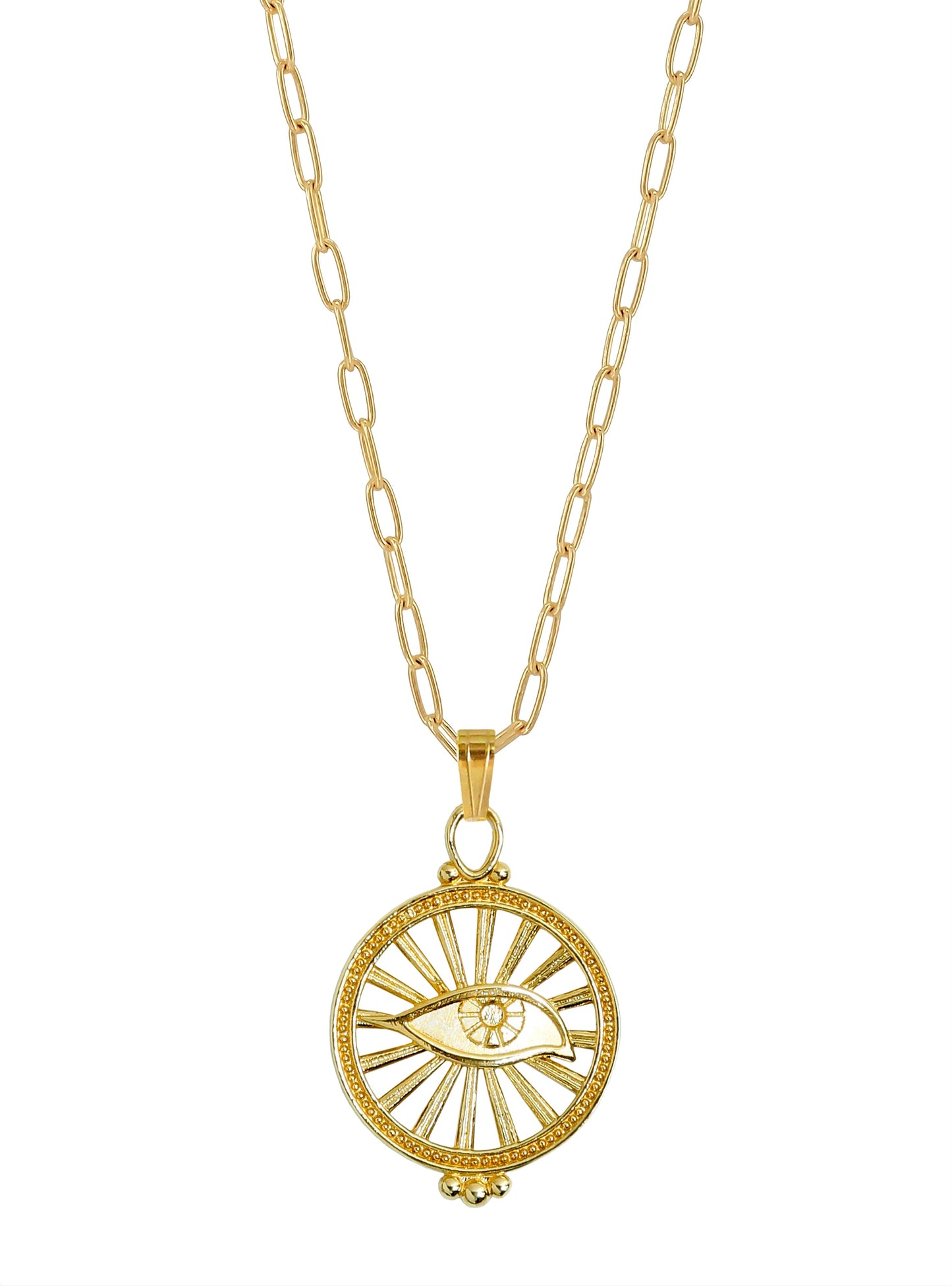 Eye Talisman Necklace, Gold plated Silver, Gender Neutral