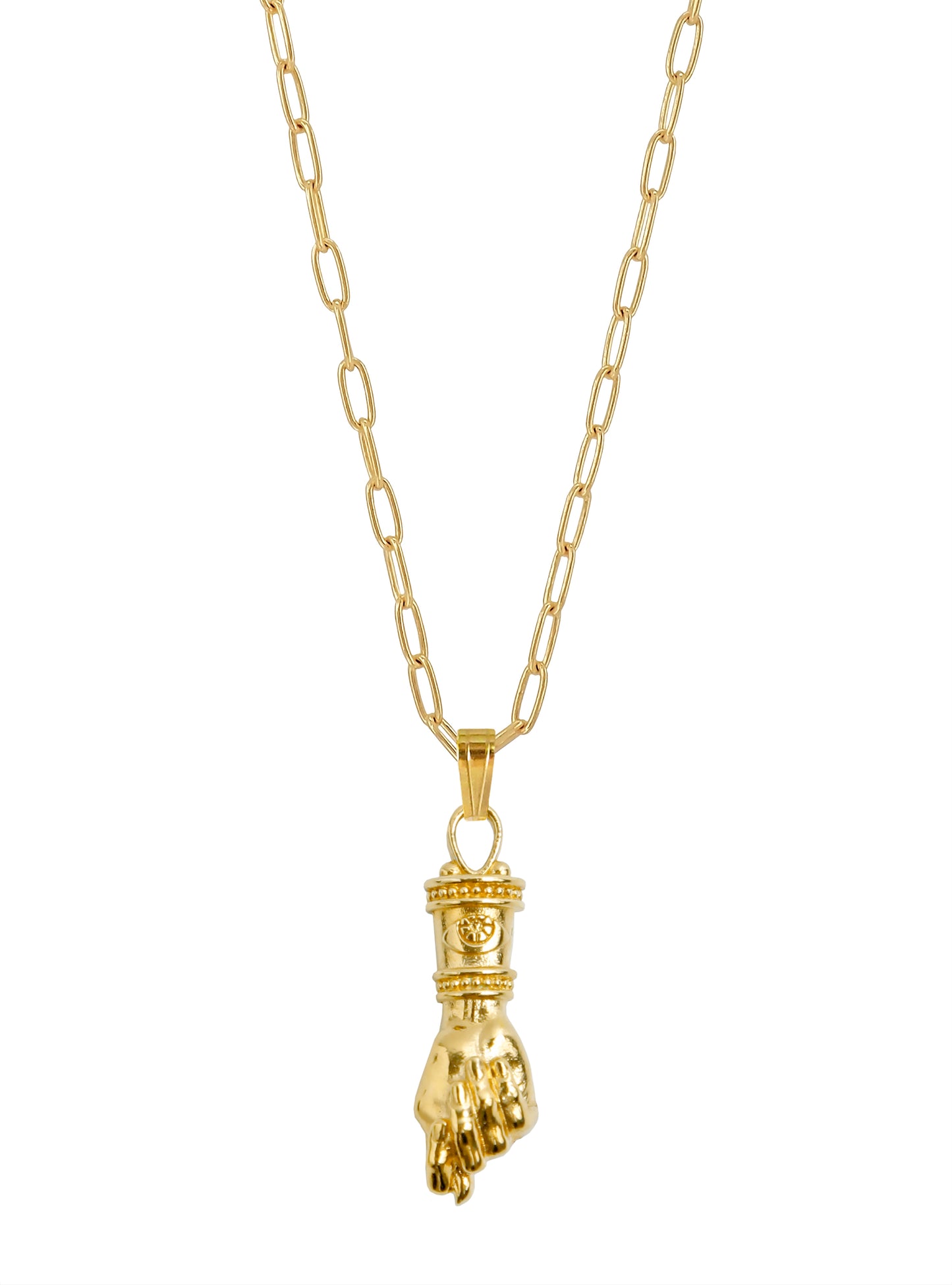 Mano Figa Talisman Necklace, Gold plated Silver, Gender Neutral