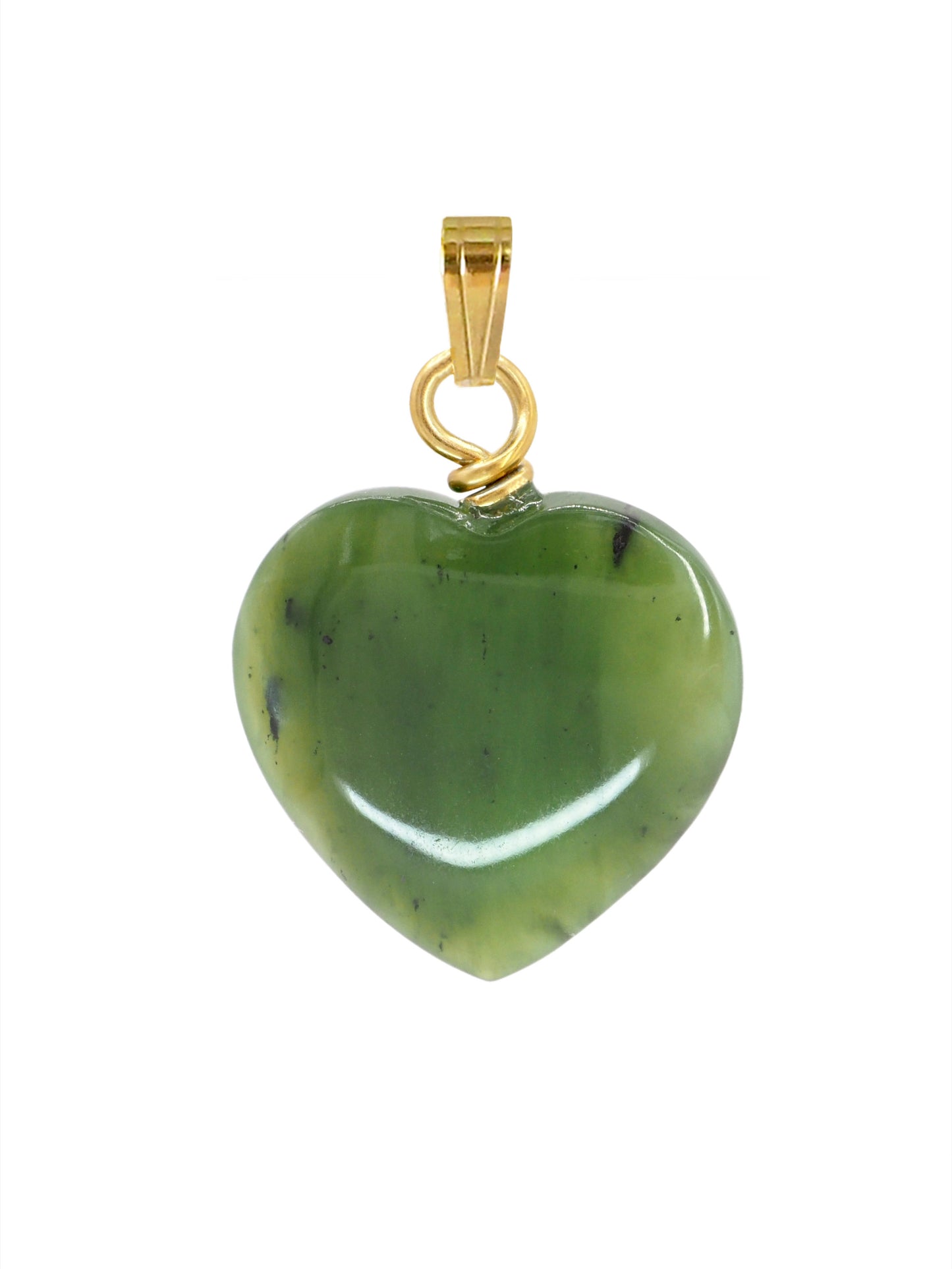 Green Jade Heart Talisman Necklace. 23k Gold Vermeil on Sterling Silver. Gender Neutral.