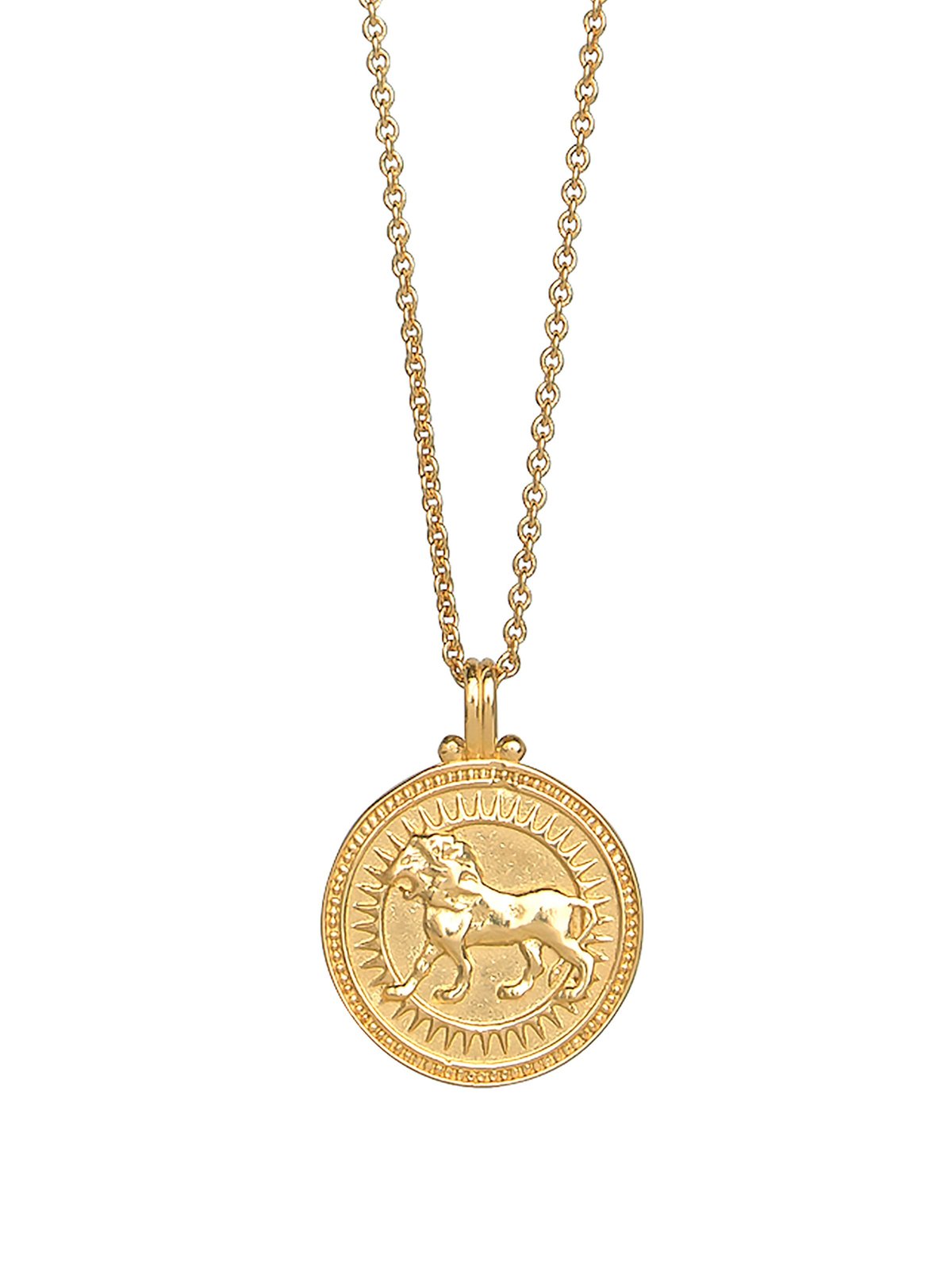 Leo Zodiac Horoscope Necklace. Gender Neutral. Gold Vermeil