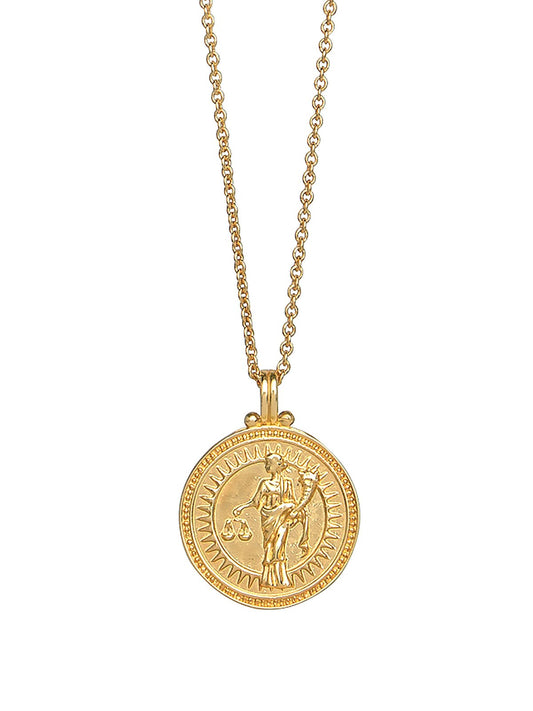 Libra Zodiac Horoscope Necklace. Gender Neutral. Gold Vermeil