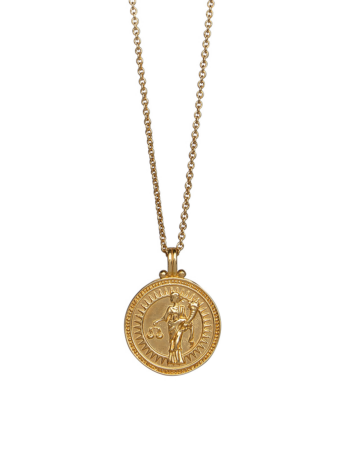 Libra Zodiac Horoscope Necklace. Gender Neutral. Gold Vermeil