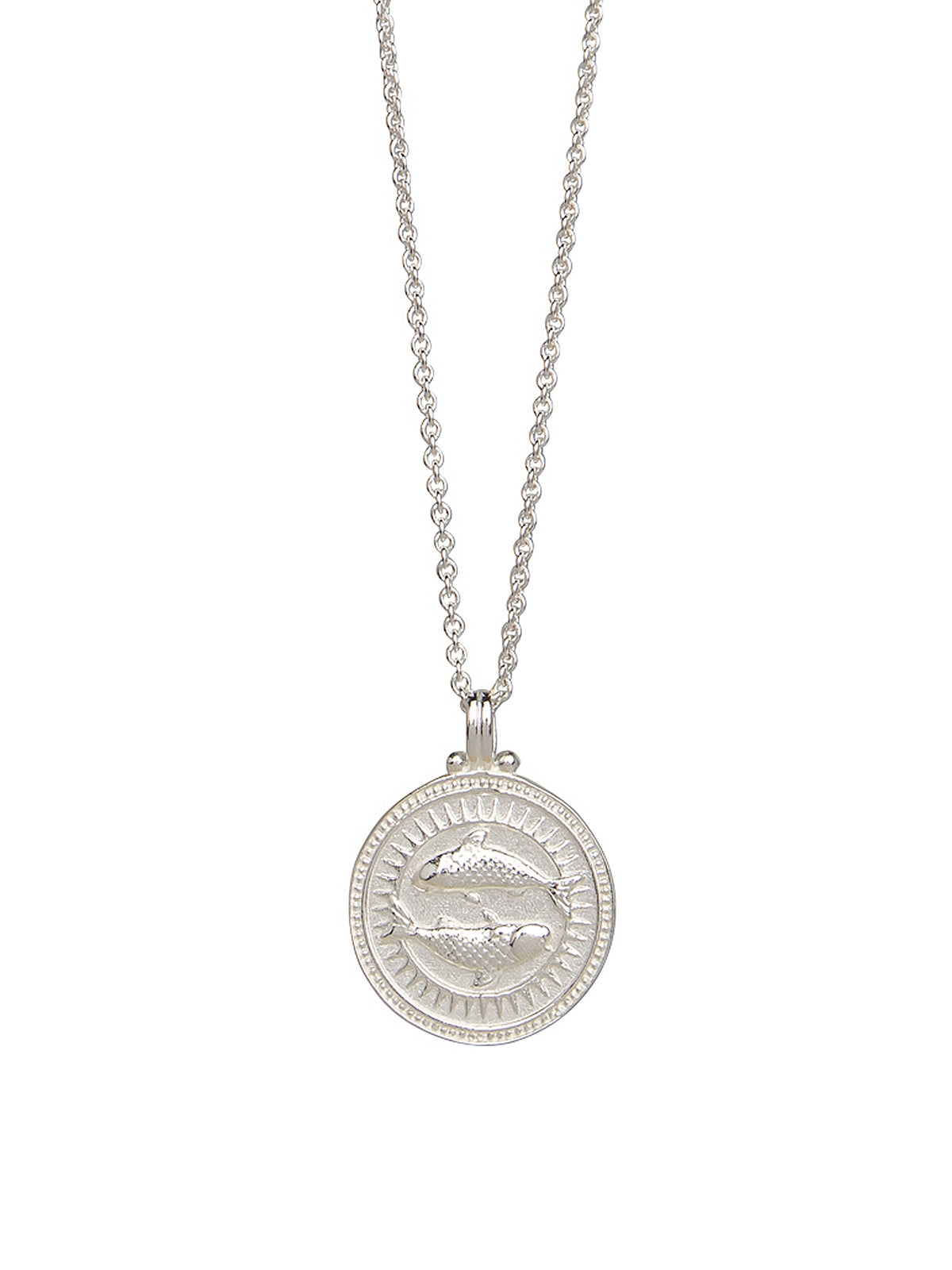 Pisces Zodiac Horoscope Necklace. Gender Neutral. Sterling Silver