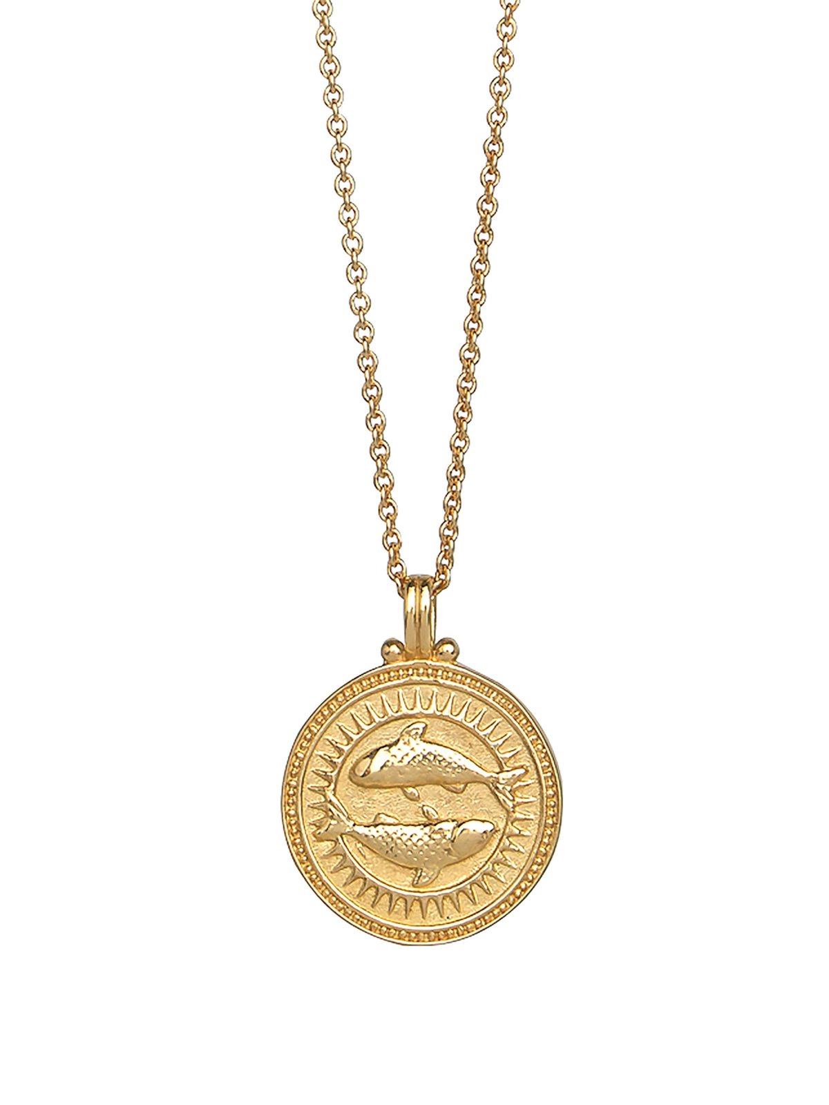 Pisces Zodiac Horoscope Necklace. Gender Neutral. Gold Vermeil