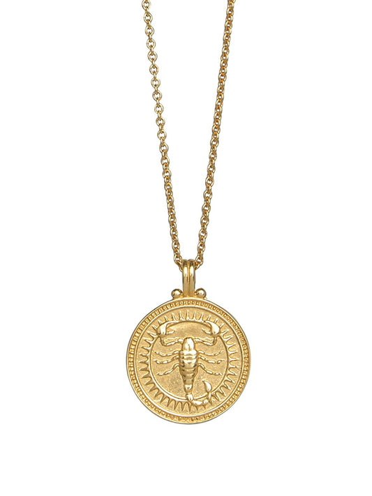 Scorpio Zodiac Horoscope Necklace. Gender Neutral. Gold Vermeil