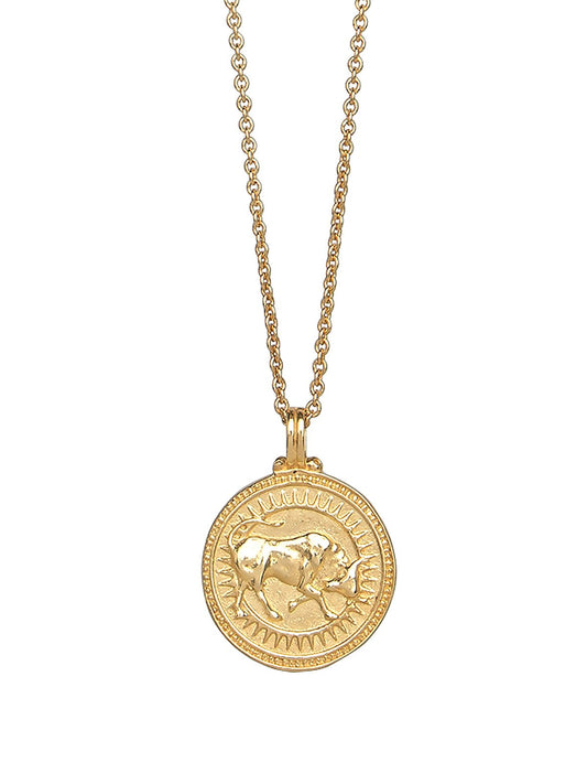 Taurus Zodiac Horoscope Necklace. Gender Neutral. Gold Vermeil