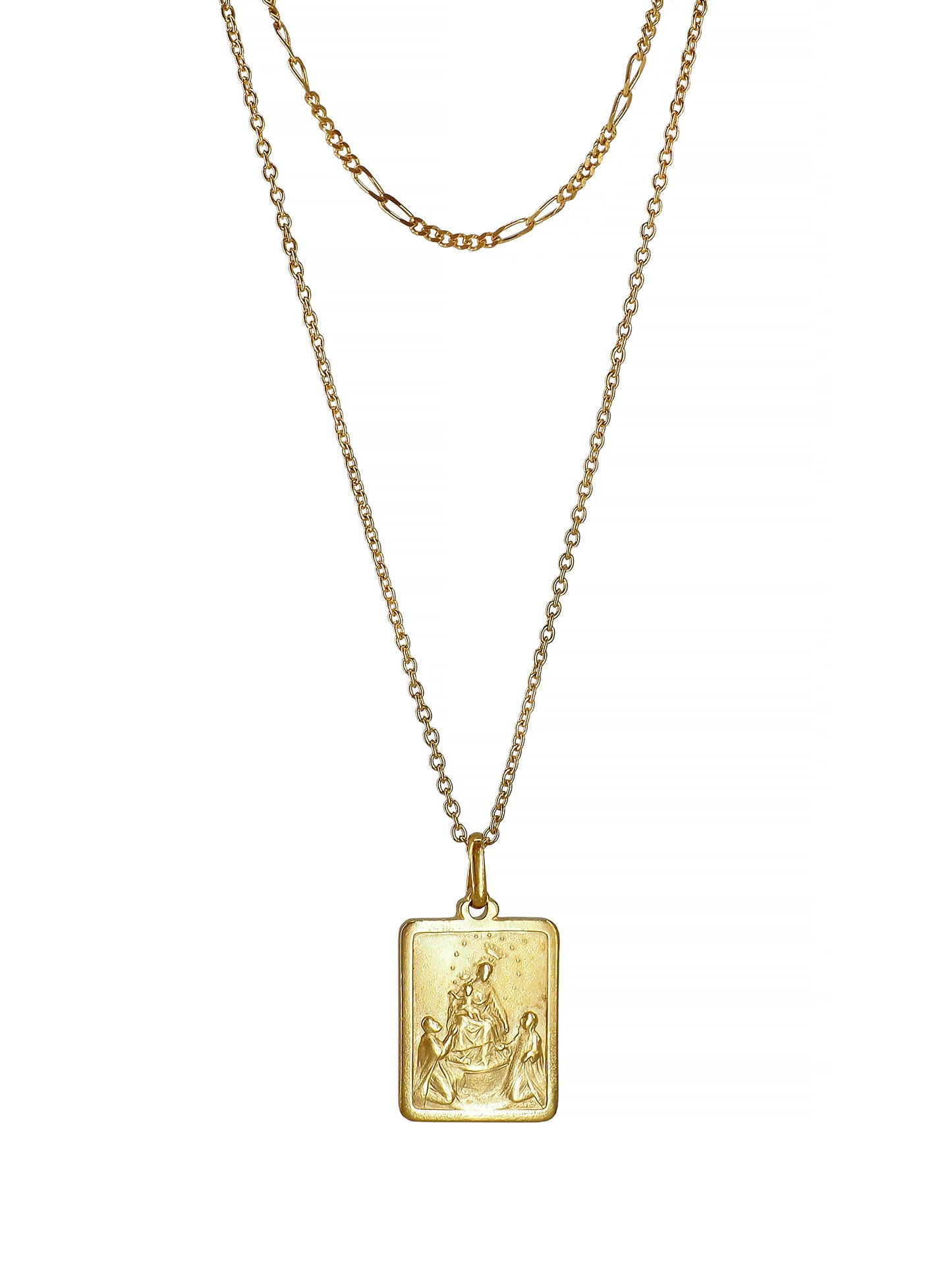 Virgen del Carmen Necklace, gold plated brass
