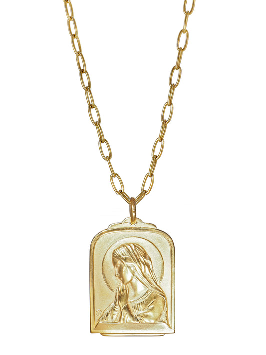 Holy Madonna Necklace, gold plated Silver