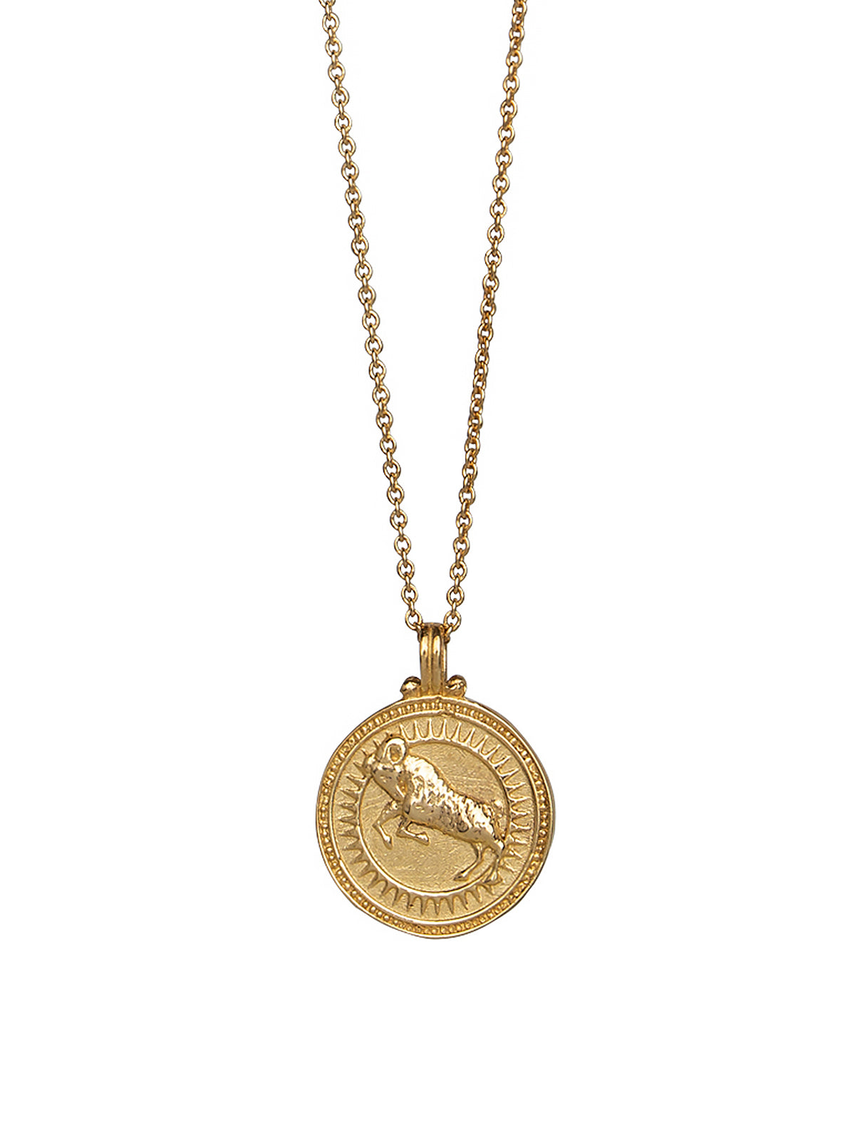Aries. 18ct Solid Gold Star Sign Necklace. The pendant features an Evil Eye on the back to ward off any naughty behavior aimed at you, Our logo and the 750 Hallmark for 18ct Gold.