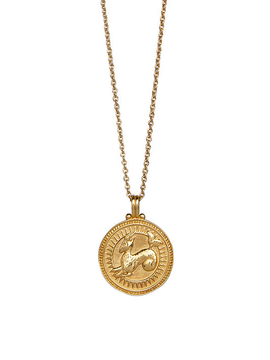 Capricorn. 18ct Solid Gold Star Sign Necklace. The pendant features an Evil Eye on the back to ward off any naughty behavior aimed at you, Our logo and the 750 Hallmark for 18ct Gold.