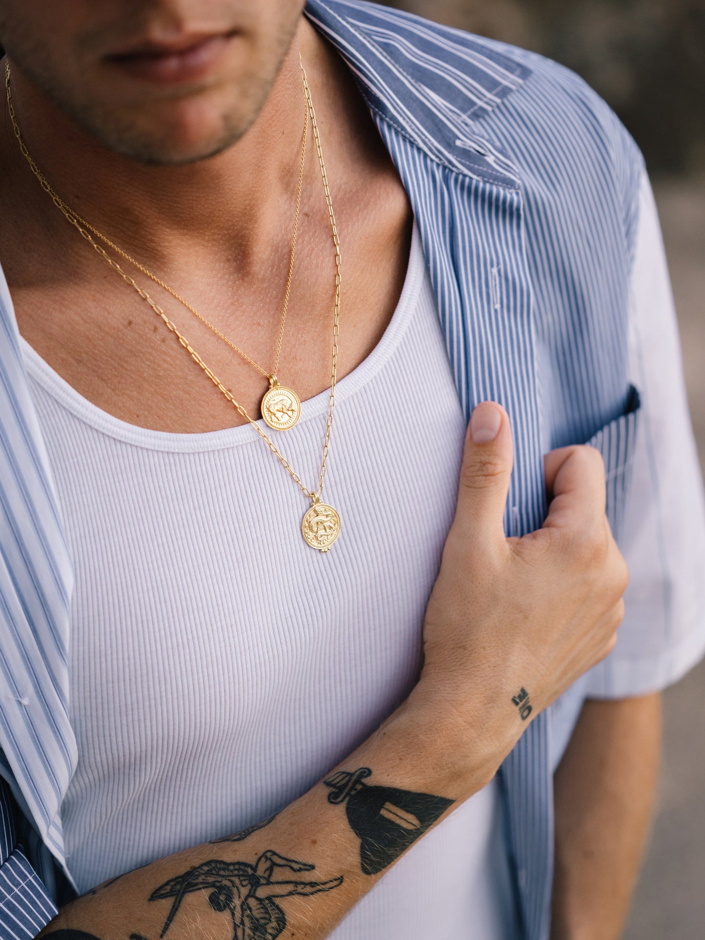 Taurus Zodiac Horoscope Necklace. Gender Neutral. Gold Vermeil