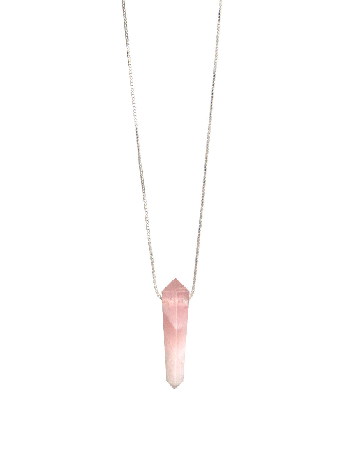 Rose Quartz Necklace Gender Neutral. Sterling Silver