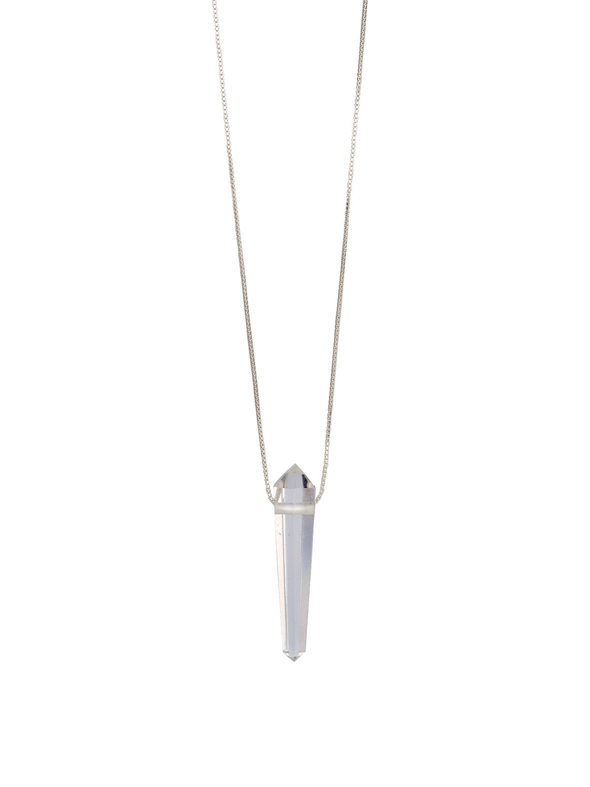 Clear Quartz Silver Necklace Gender Neutral Sterling Silver