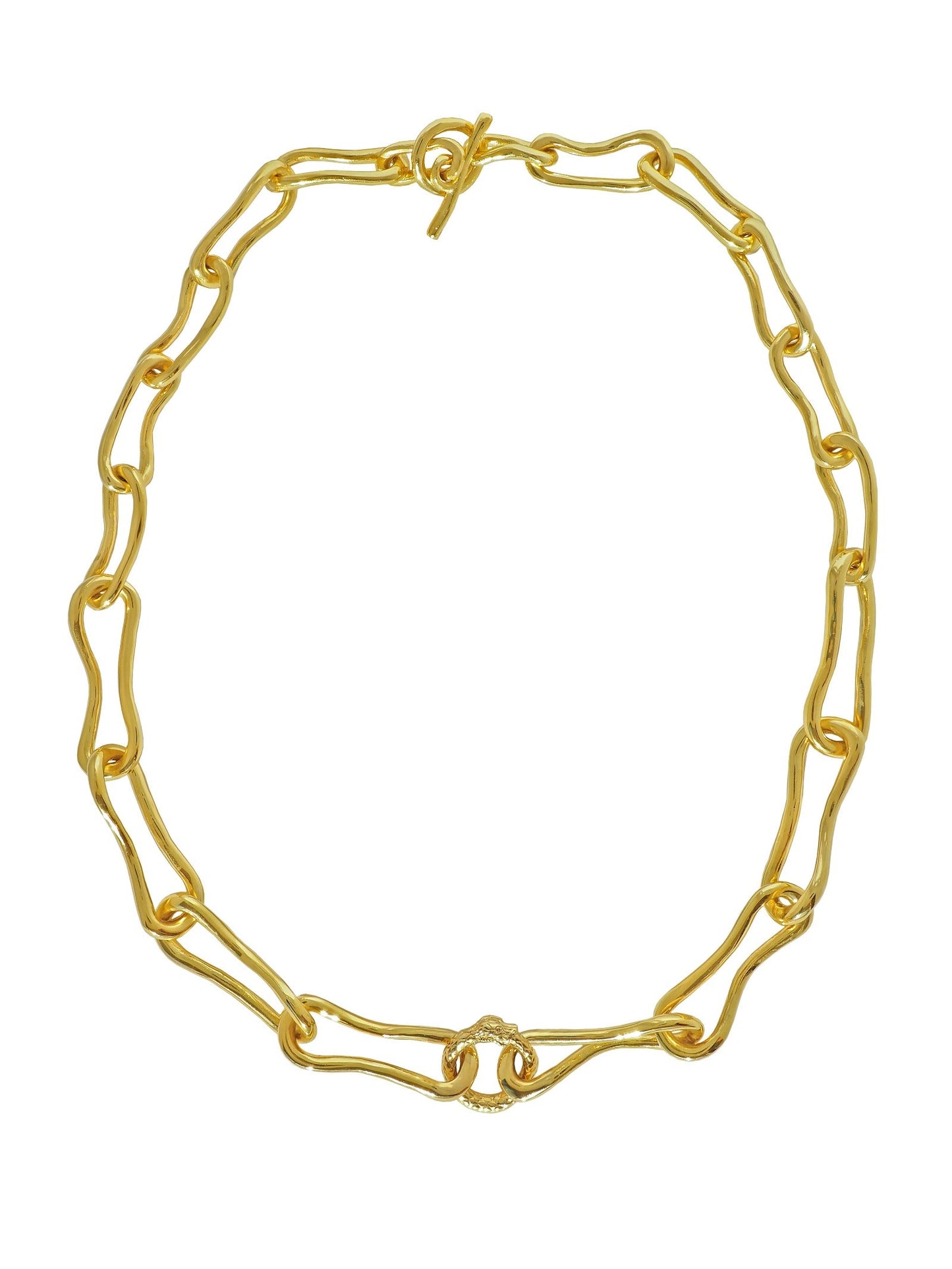 Ouroboros Chunky Necklace. Gold Plated. Gender Neutral