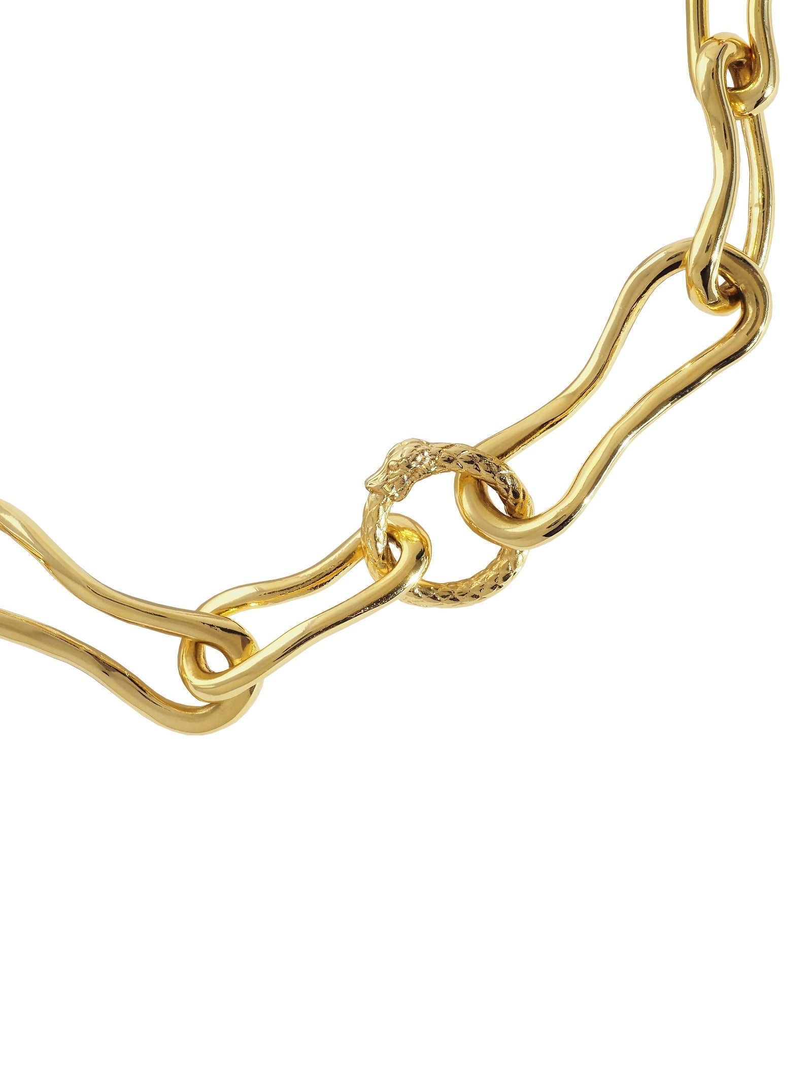 Ouroboros Chunky Necklace. Gold Plated. Gender Neutral