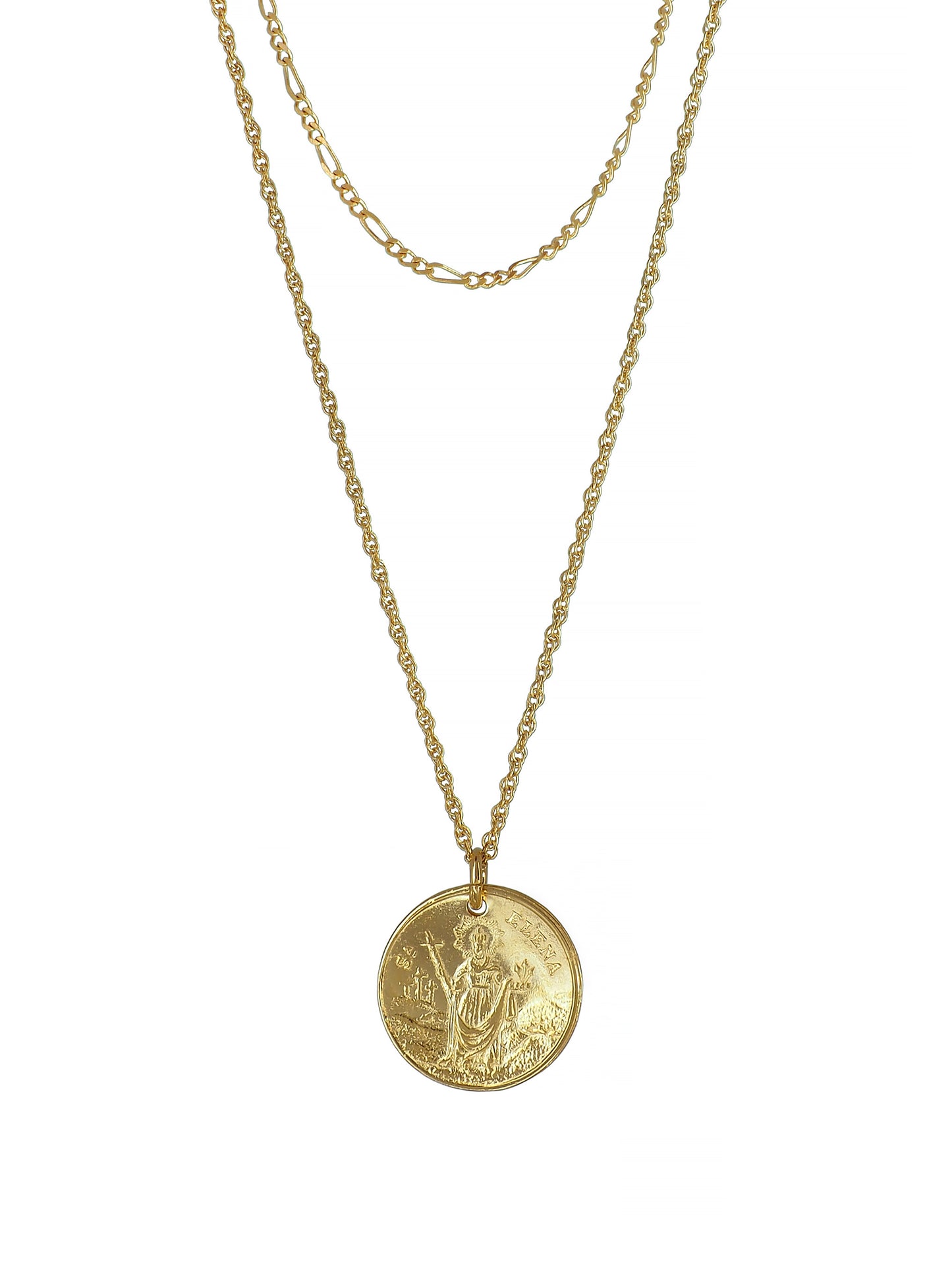 Gorgeous St Elena and her son Necklace, gold plated