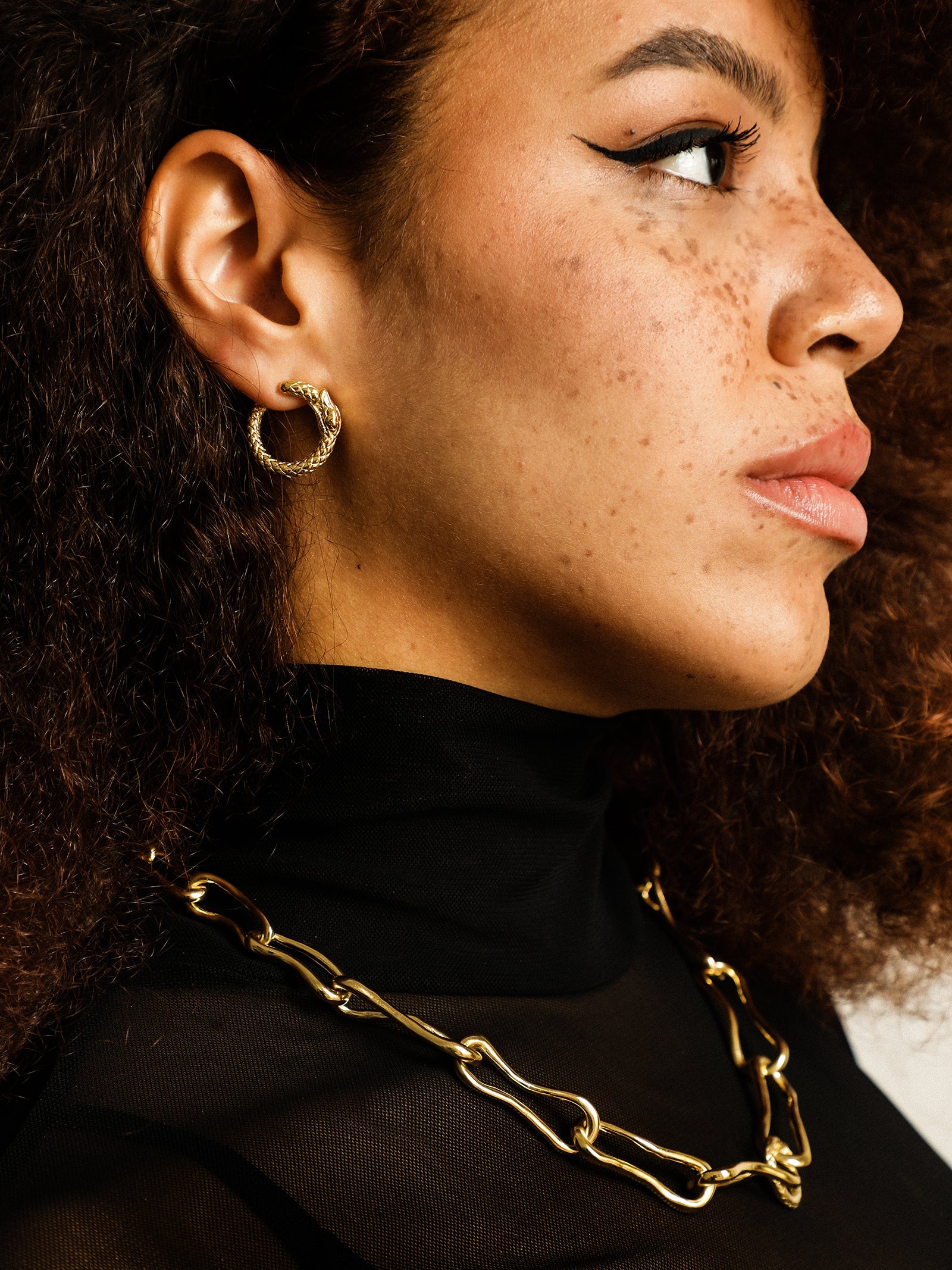 Ouroboros Hoop Earrings. and Necklace. 23ct Gold Vermeil