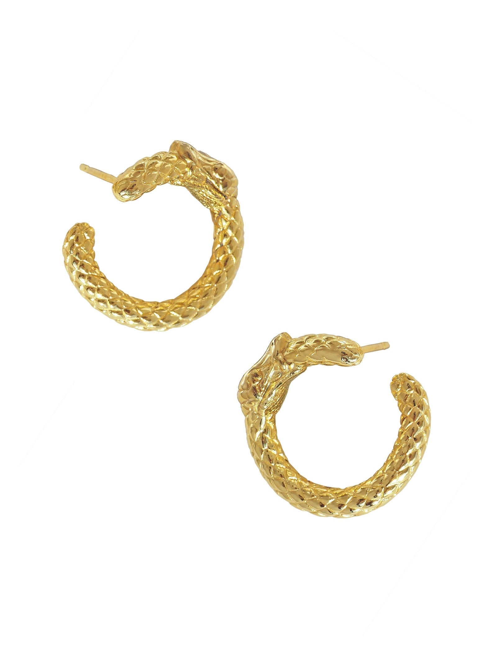 Ouroboros Hoop Earrings. 23ct Gold Vermeil 
