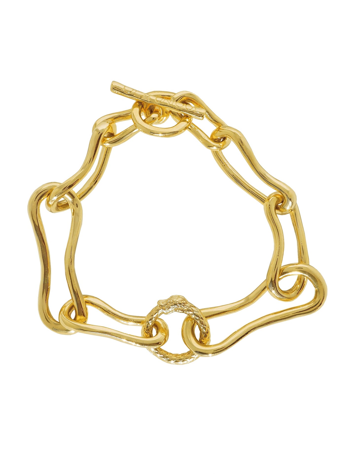 Ouroboros Chunky Bracelet. Gold Plated